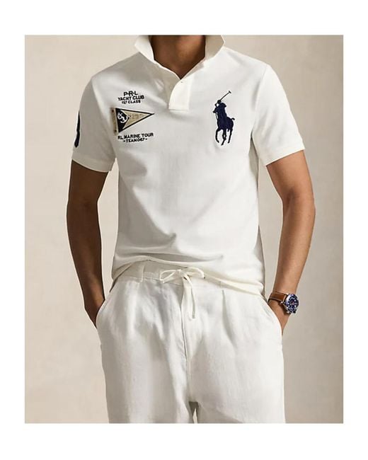 Polo Ralph Lauren White Custom Fit Logo Polo Shirt for men