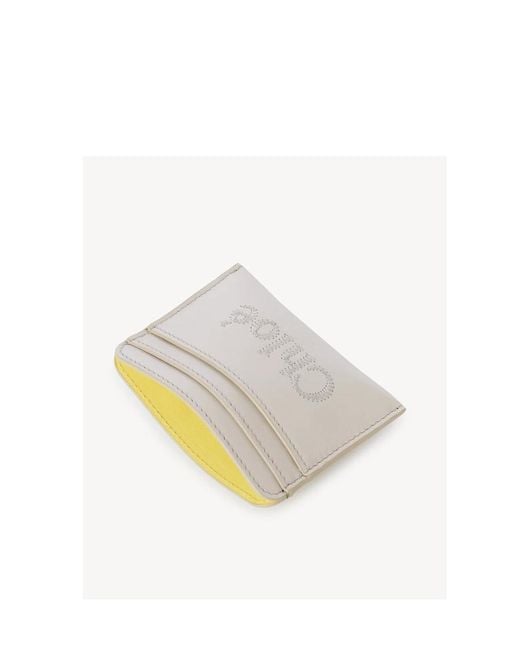 Chloé White Chloé Logo Embroidered Cardholder