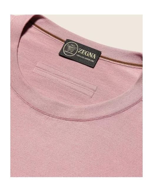 Zegna Pink Light Vellus Aureum Crewneck for men