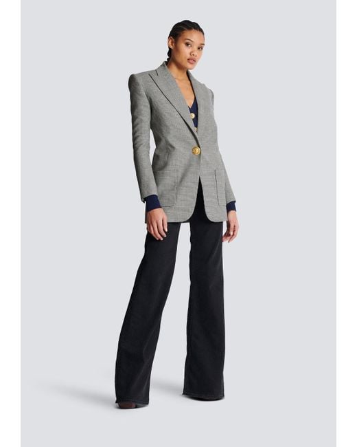 Balmain Gray 1-Button Jacket