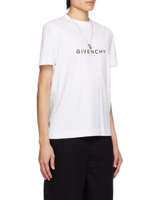Givenchy White Logo Printed Crewneck T-Shirt for men
