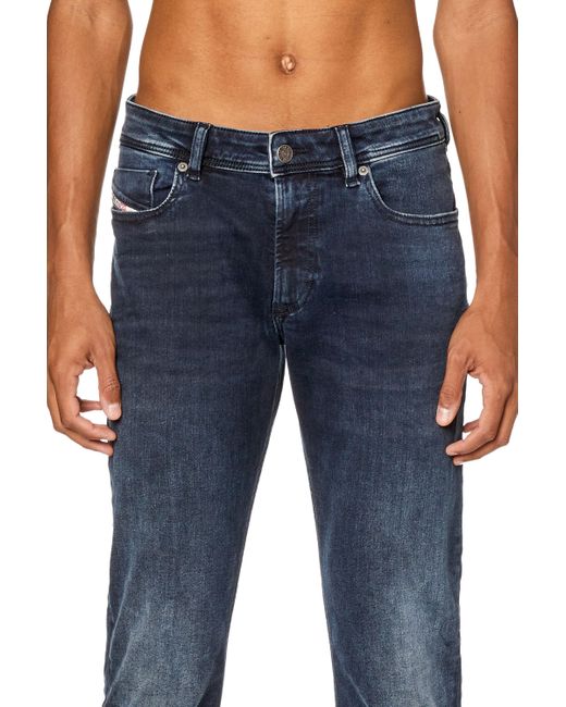 DIESEL Blue Logo Patch Low-Rise Jeans for men