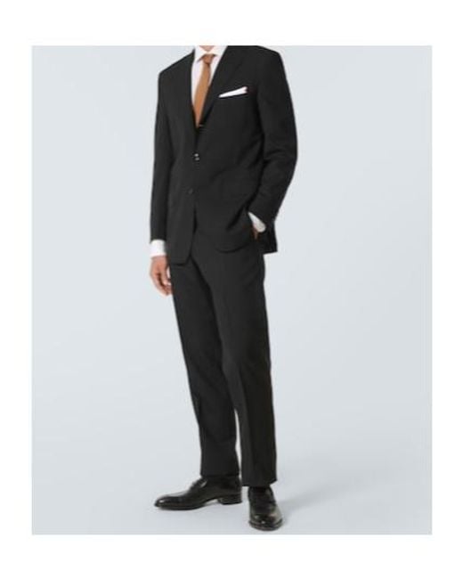 Kiton Black Single-Breasted Wool Suit for men