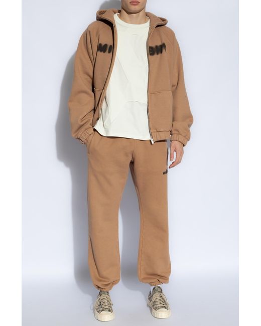 M I S B H V Natural Logo-Printed Tapered Leg Track Pants for men
