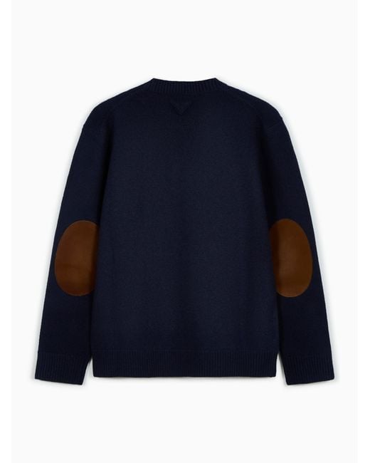Prada Blue Elbow-Patch Sweater