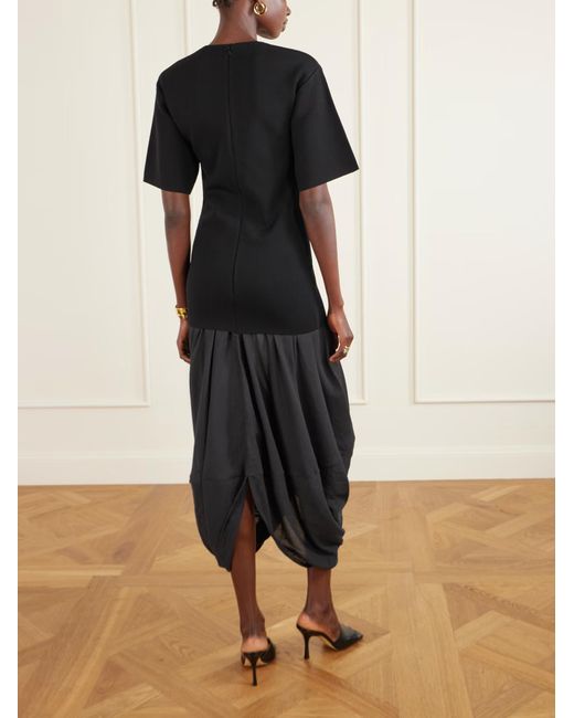 Totême Black Totême Panelled Draped T-Shirt Dress