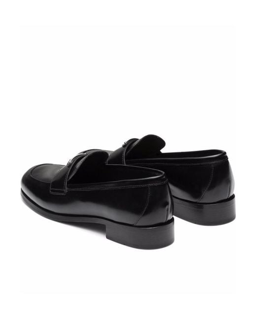 Prada Black Brushed Leather Loafers