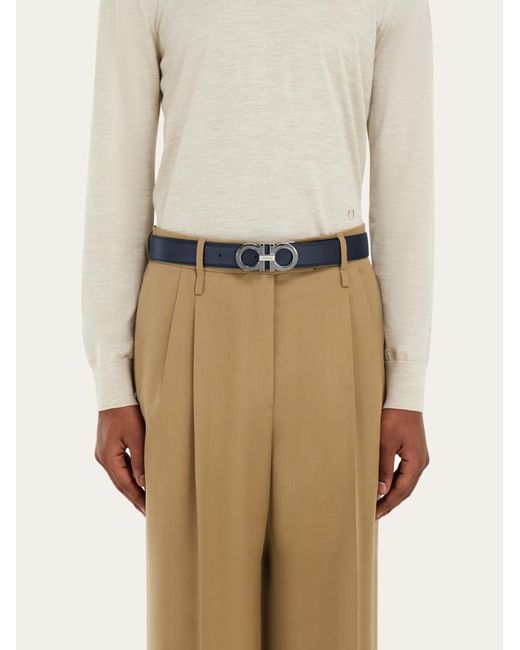 Ferragamo White Ferragamo Reversible Gancini Switch Buckle Belt for men
