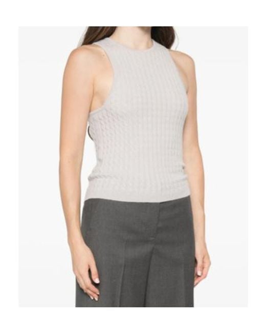Lisa Yang White Crew-Neck Knit Vest