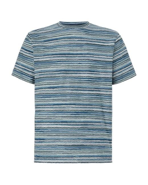 Missoni Blue Flame-Zigzag Pattern Crew-Neck T-Shirt for men