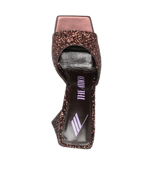 The Attico Brown Devon Glittered Mules