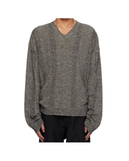Maison Margiela Gray V-Neck Sweater for men