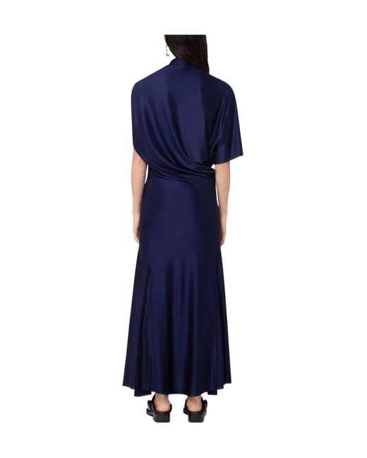 Rabanne Blue Jersey Asymmetrical Long Dress