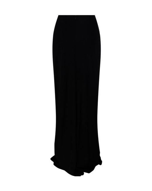 Christopher Esber Black Bezel-Quartz Ruched Maxi Skirt