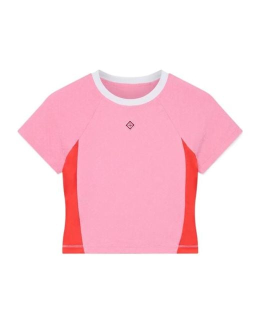 Casablanca Pink Open-Back Cropped T-Shirt