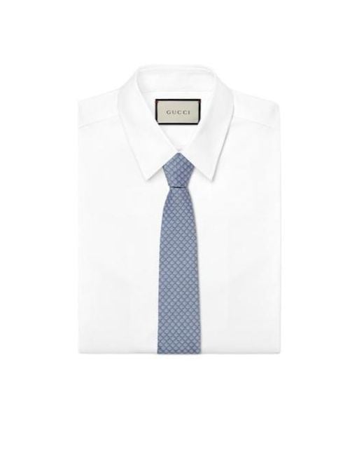 Gucci Blue Double G Silk Jacquard Tie for men