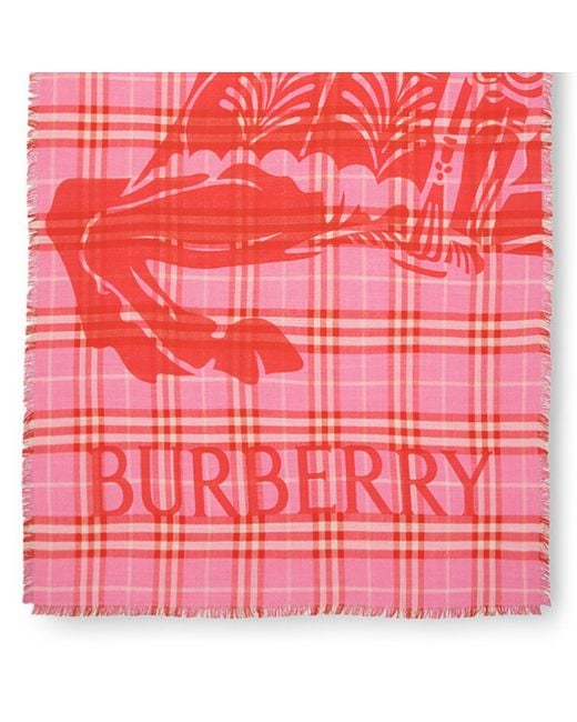 Burberry Red Printed Scarf