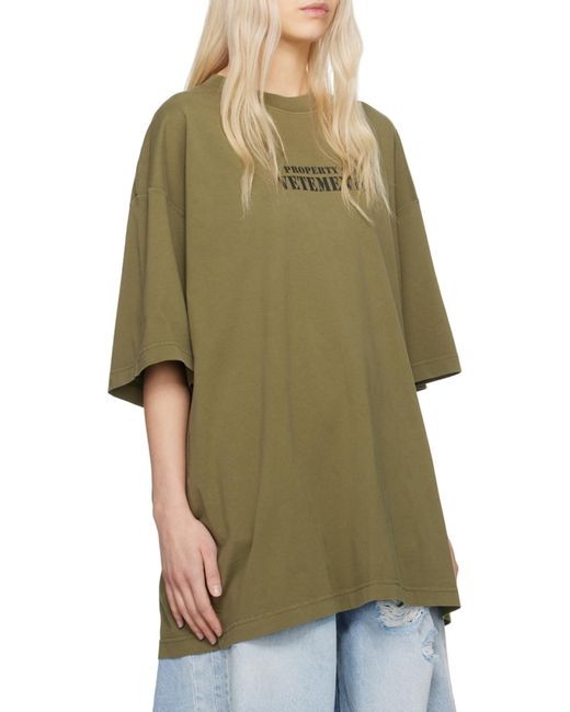 Vetements Green Property Of Cotton T-Shirt for men