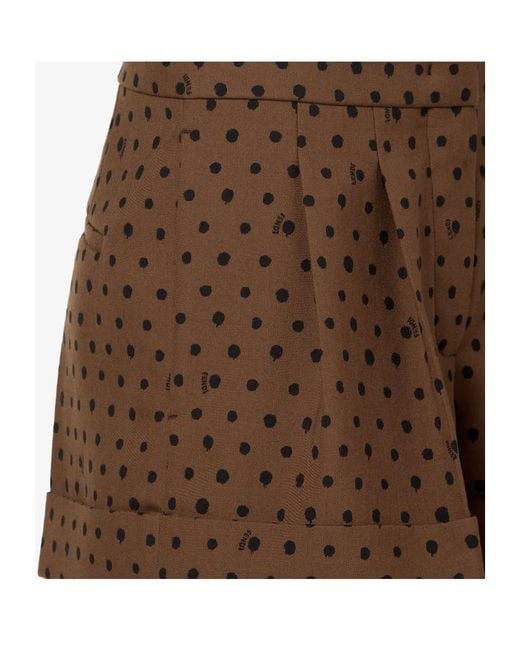 Fendi Brown Falena Dots Printed Flared Shorts