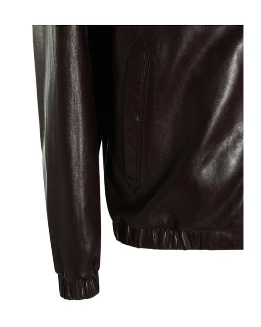 Canali Brown Zip-Up Bomber Jacket for men