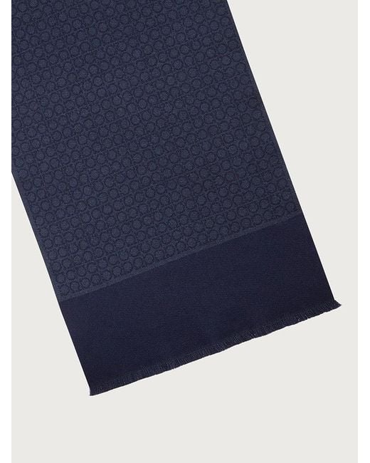 Ferragamo Blue Ferragamo Gancini Monogram Scarf for men