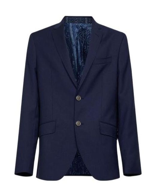 Etro Blue Single-Breasted Tailored Blazer for men