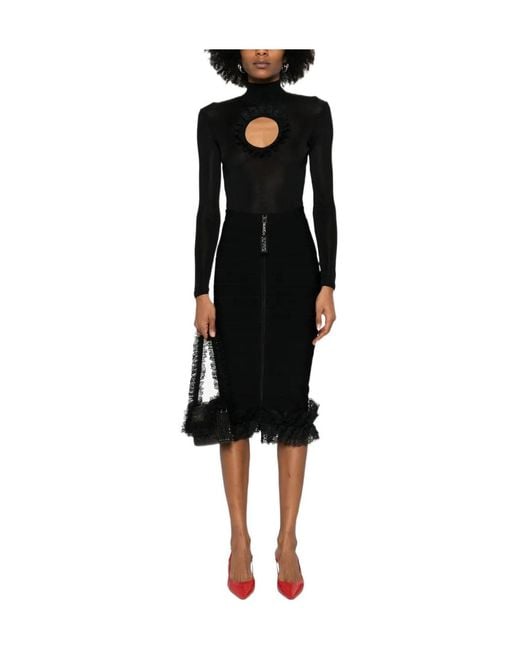 Self-Portrait Black Knitted Bodysuit With Cutout Details