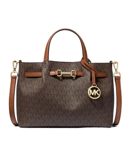 Michael Kors Brown Carson Small Signature Logo Satchel