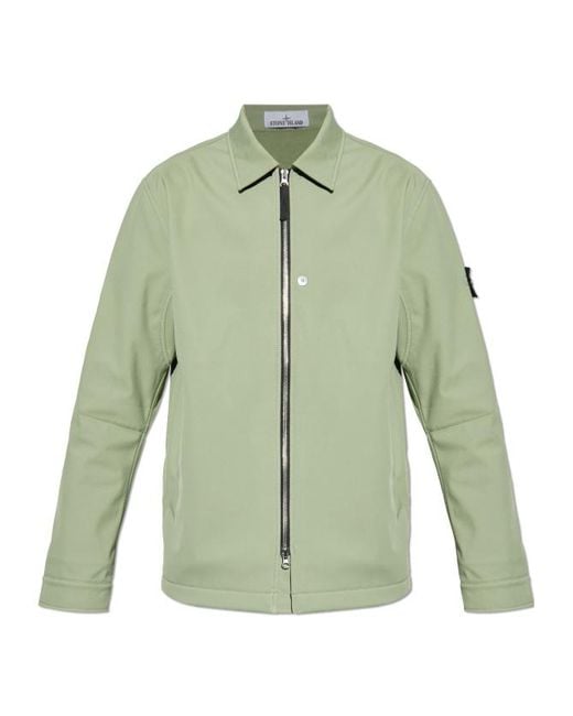Stone Island Green Logo Patch Zip-Up Jacket for men