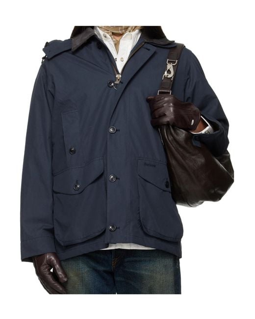 Barbour Blue Ventile Hooded Corduroy-Collar Jacket for men