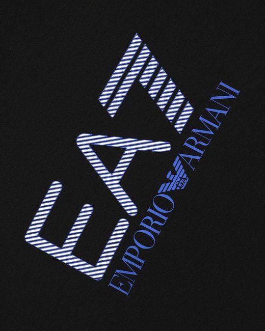 EA7 Black Logo T-Shirt With Round Neck for men