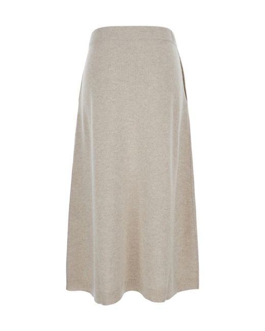 Brunello Cucinelli Gray Mid-Rise A-Line Skirt