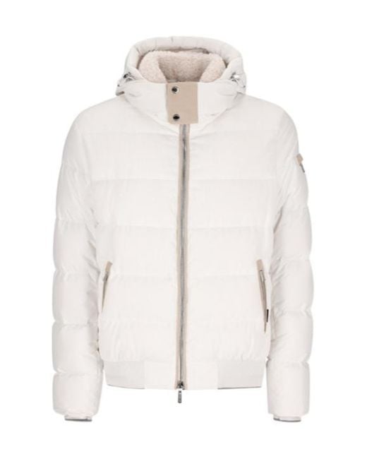 Moorer White Hooded Padded Jacket for men
