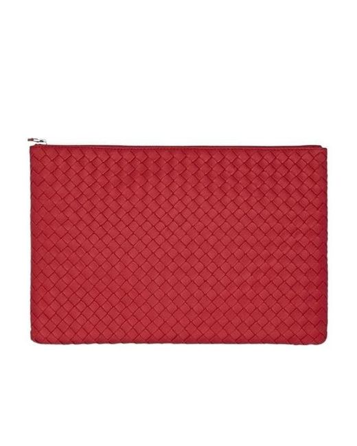 Bottega Veneta Red Weave Zipper Handbag for men