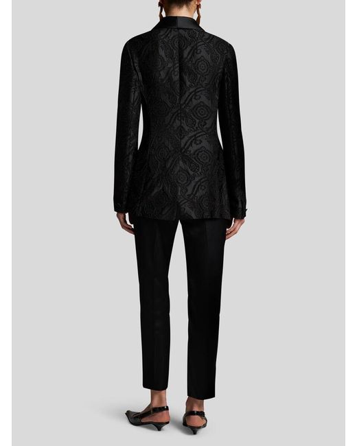 Etro Black Silk Jacquard Blazer