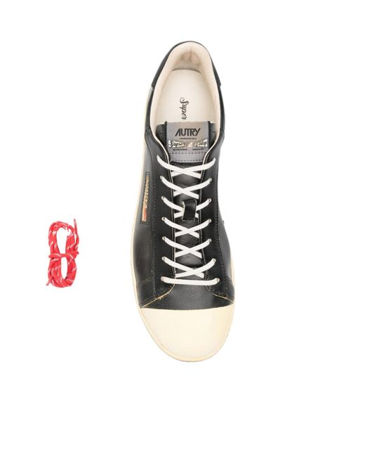 Autry Black Dallas Vintage Leather Sneakers for men