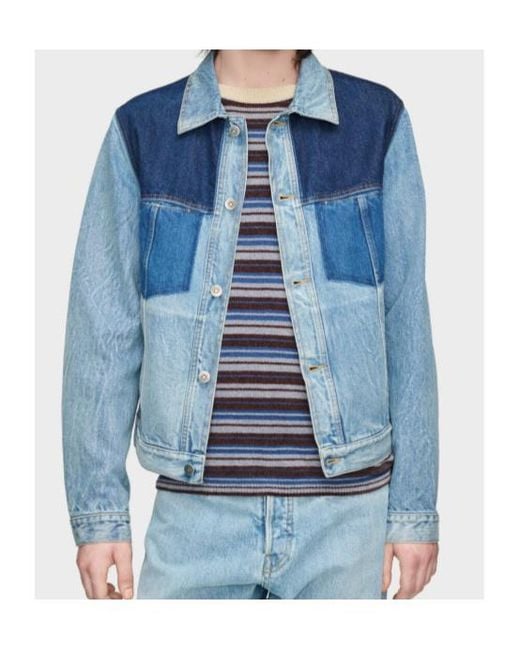 Maison Margiela Blue Patchwork Denim Jacket for men