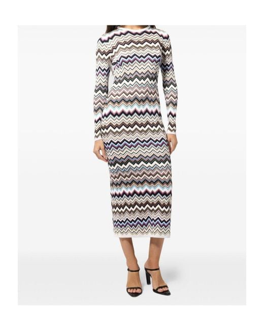 Missoni White Zig Zag Motif Long Dress