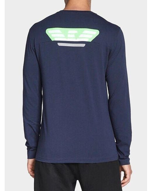 EA7 Blue Round Collar Logo T-Shirt for men
