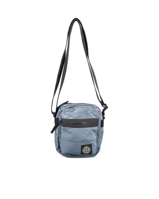 Stone Island White Logo Patch Crossbody Bag for men