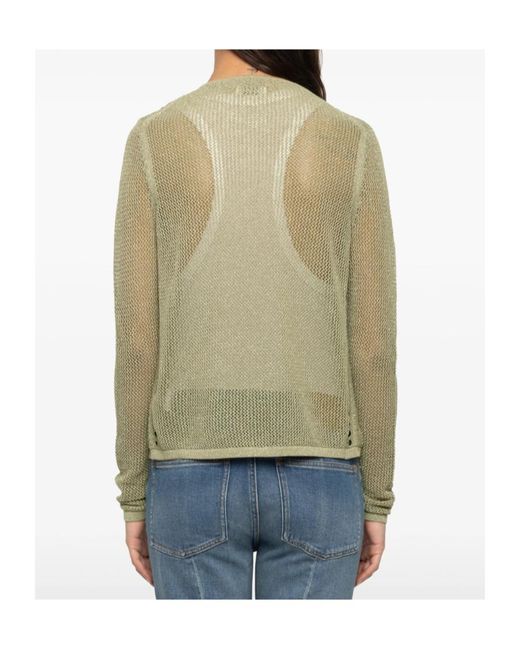 Zadig & Voltaire Green Saya Open-Knit Cardigan
