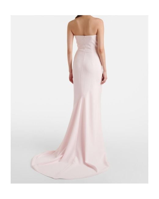 Safiyaa Pink Sofie Embellished Crêpe Bustier Gown