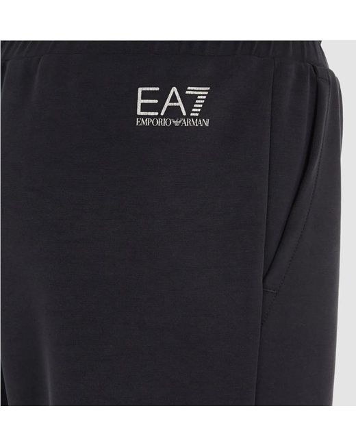 EA7 Black Drawstring Waist-Edge Sweatpants