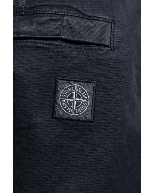 Stone Island Blue Compass Patch Straight-Leg Trousers for men