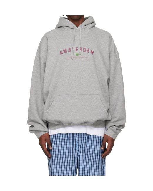 Vetements Gray Amsterdam Tourist Long-Sleeved Hoodie for men
