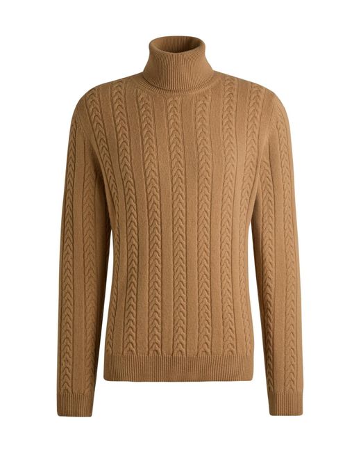Boss Brown Boss Cable-Knit Roll Neck Jumper for men