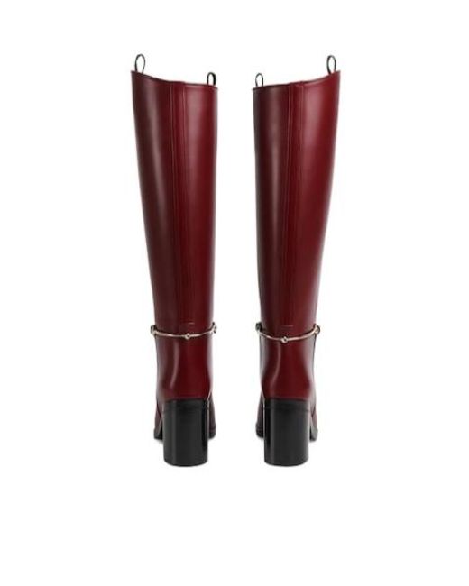 Gucci Red Slim Horsebit Boots