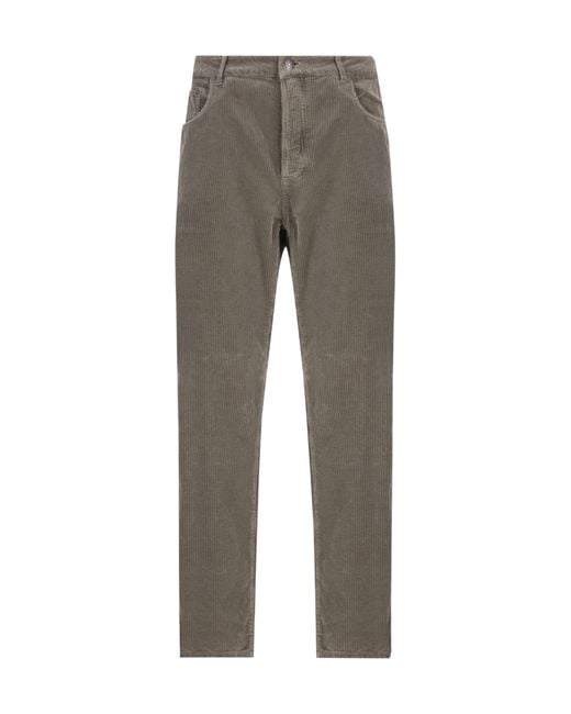 Brunello Cucinelli Gray Corduroy Pants for men