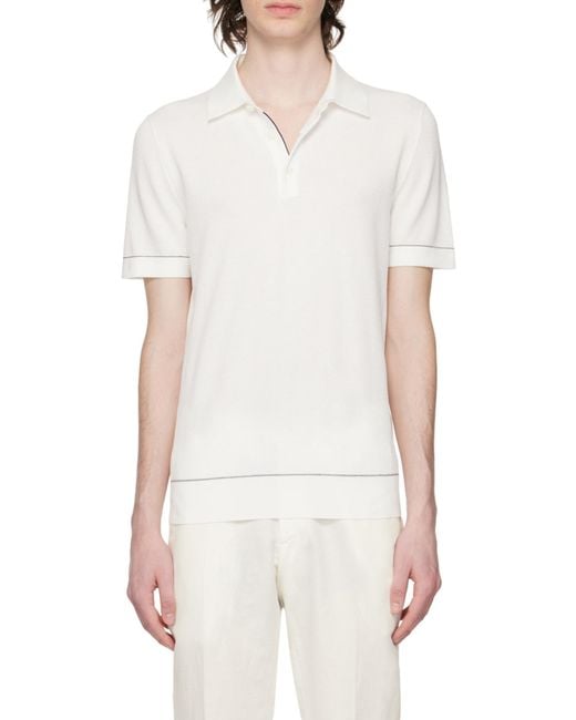 Brioni White Short-Sleeved Polo Shirt for men
