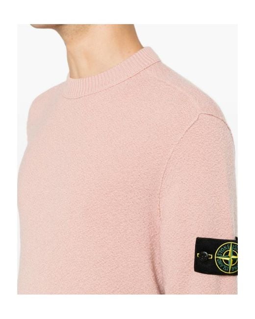 Stone Island Pink Crew-Neck Knitted Sweater for men